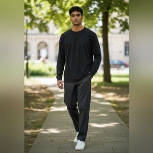 Rag & Bone Mens Long Sleeve Base Tee Size XL Black Casual Organic Cotton